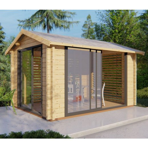 Pergola bois vitre 3x4, toit 2 pans