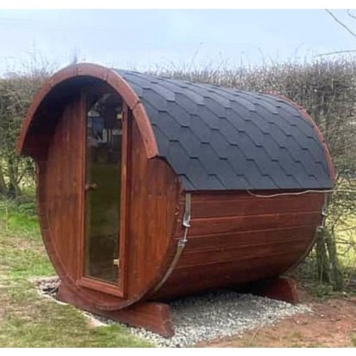 Tonneau sauna 2m20 2  4 personnes avec terrasse