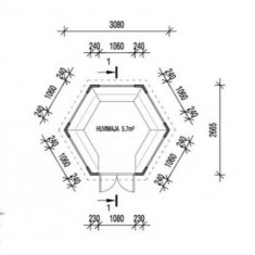 Pavillon Grill ≈ 6m²  hexagonal