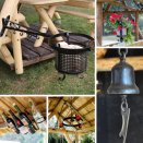 Option kit fer forg�: brasero, 4 paniers pour fleurs, 2 porte- bouteilles, chandelier, cloche avec d�capsuleur