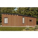 Maison en bois 35m nombreuses ouvertures vitres