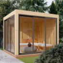 Pergola avec baie coulissante verre tremp 4mm