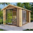 Pergola bois vitre 3x4, toit 2 pans