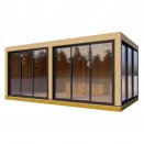 Pergola avec baies coulissantes verre tremp 4mm et alu
