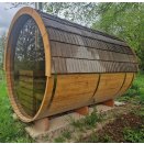 Tonneau sauna option tuiles bois et vitrage panoramique