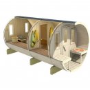 Tonneau sauna avec vestiaire